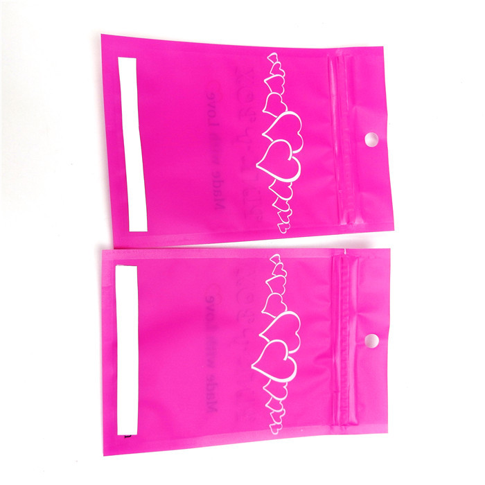 pink Printed Three Side Sealed Mylar Pouch With Clear Transparent Window For Bracelets Packaging / jewelry