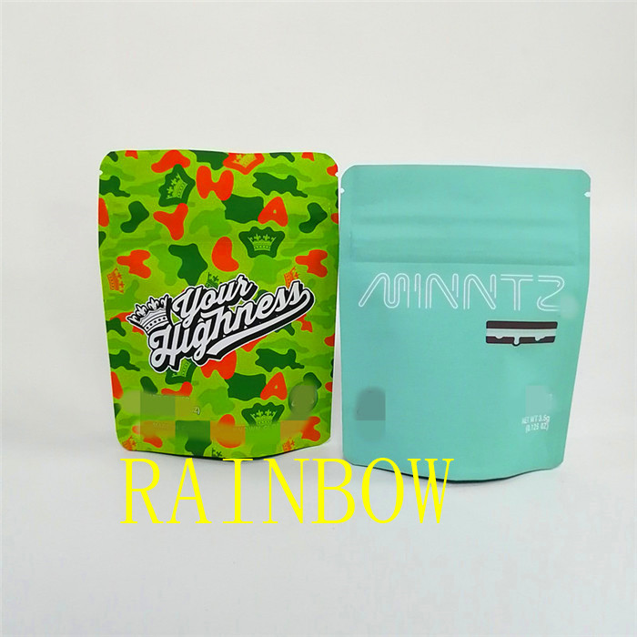 3.5g Soft Touch Black Matte Child Proof Zipper Packaging Bag/Weed Stand Up Pouch Packaging Bag