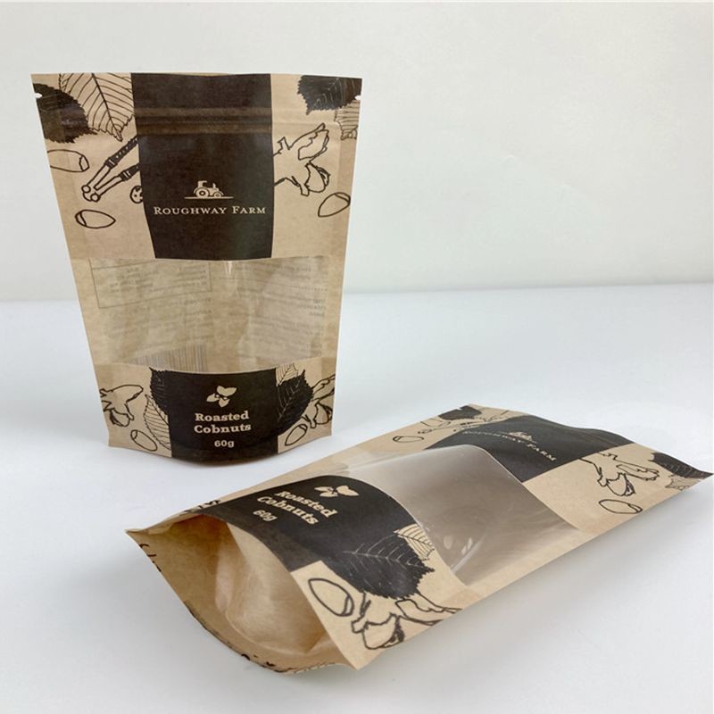 Digital Printed Stand Up Pouch Kraft Paper Smell Proof Bags Food Packaging Doypack With Window