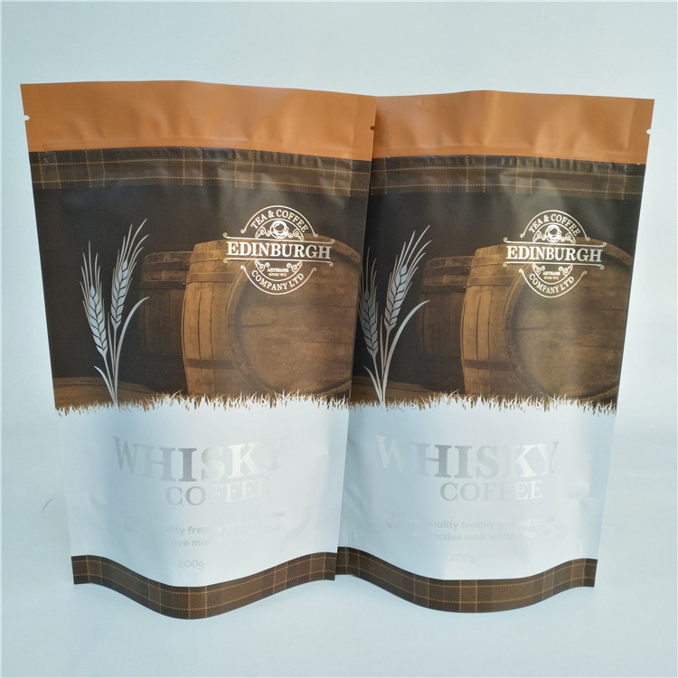 200g Matt Finish Black Ziplock Pouches Flexible Packaging Stand Up Coffee Bag Plastic Pouches