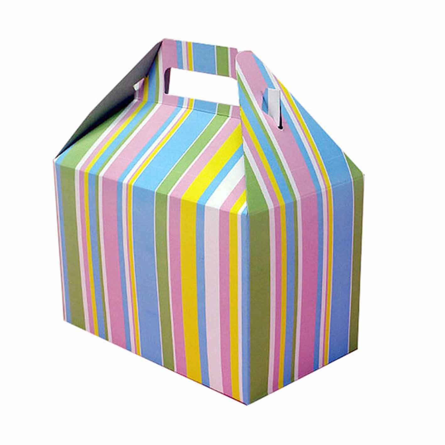 Beautiful Foldable Cake Packaging Box Silver Art / Kraft Paper With Handle