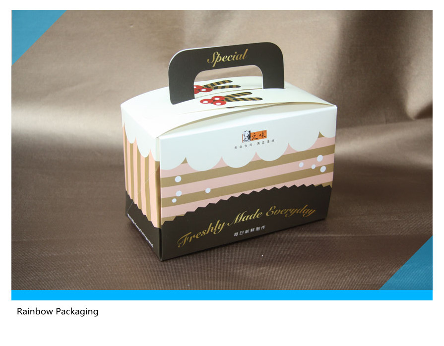 Beautiful And Attractive Cake Packaging Paper Box Packaging With Take Away Handle