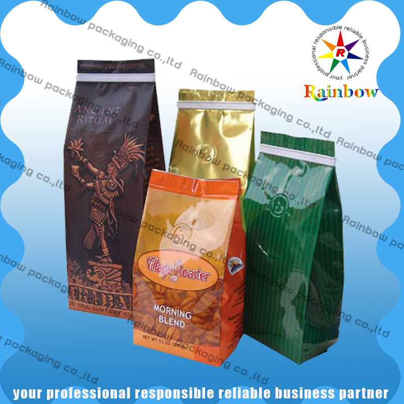 Stand Up Coffee / Tea Plastic Packaging Bag Side Gusset  Custom Printing With Valve