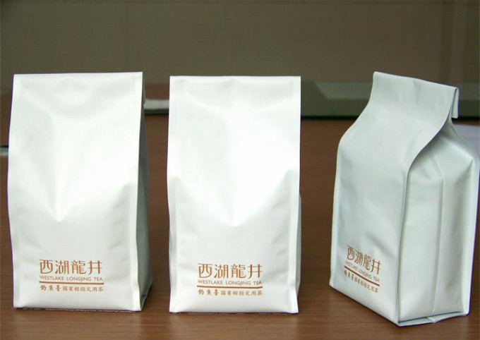 Ceramic Quad Seal Tea Packaging Pouches Stand Up Side Gusset