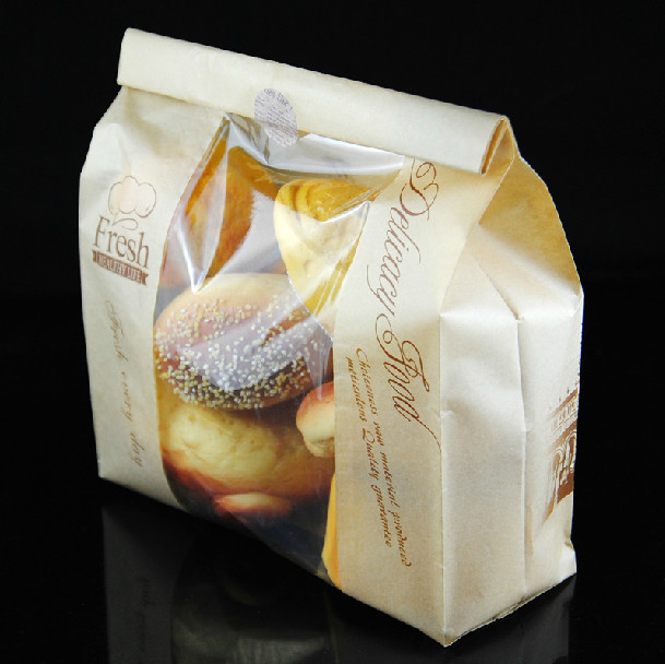 Zipper Brown Kraft Customized Paper Bags Printing With For Bread / Bean