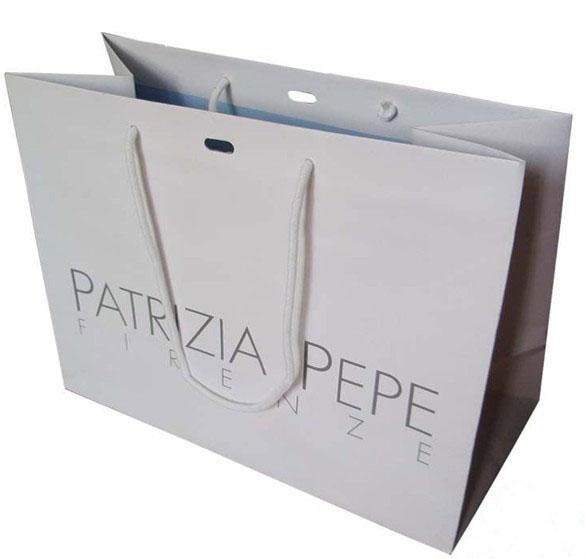 Large White Kraft Paper Customized Paper Bags With Hole In The Center