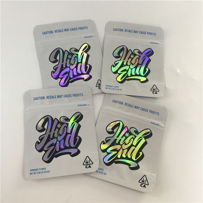 Printed 3.5g Smell Proof Plastic Pouches Irregular Shape Edible Mylar Bag