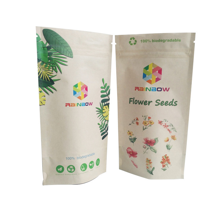Compostable Food Kraft Paper Bag Custom Printing 100% Biodegradable Fruit Packaging Bags