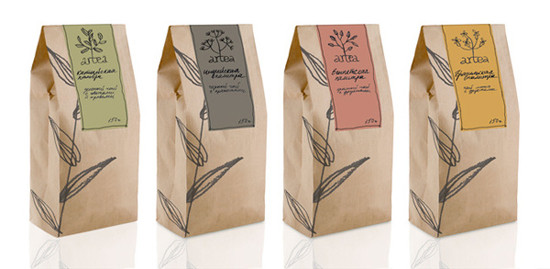 Recycled Printing Zipper Tea Bags Packaging Square Bottom Brown