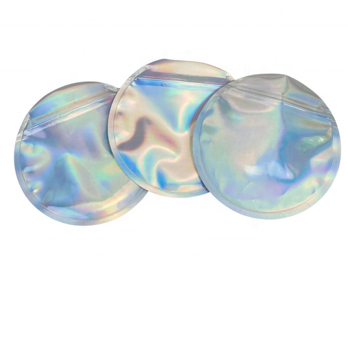3.5g Plastic Die Cut Edible Candy Foil Bags Packaging Holographic Round Shape Sachet