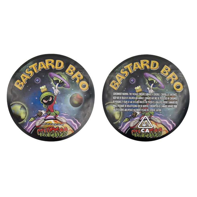 Mixed Circle Edibles Die Cut Shaped Mylar Foil Packaging Bag Smell Proof 3.5g