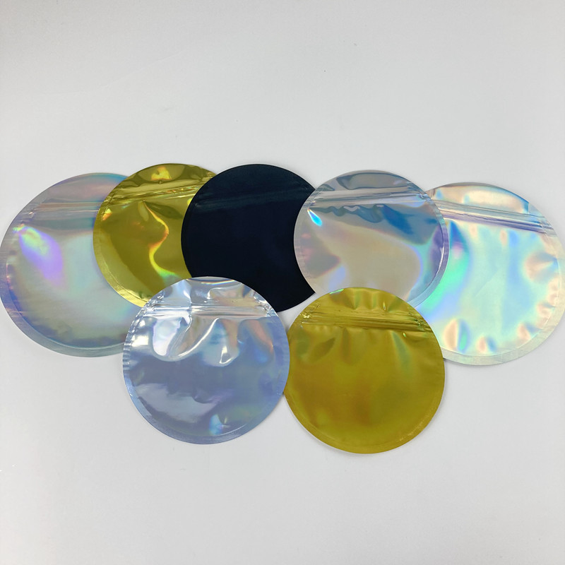 Resealable Holographic Mylar Aluminum Foil Bags Die Cut Custom Shaped 3.5G