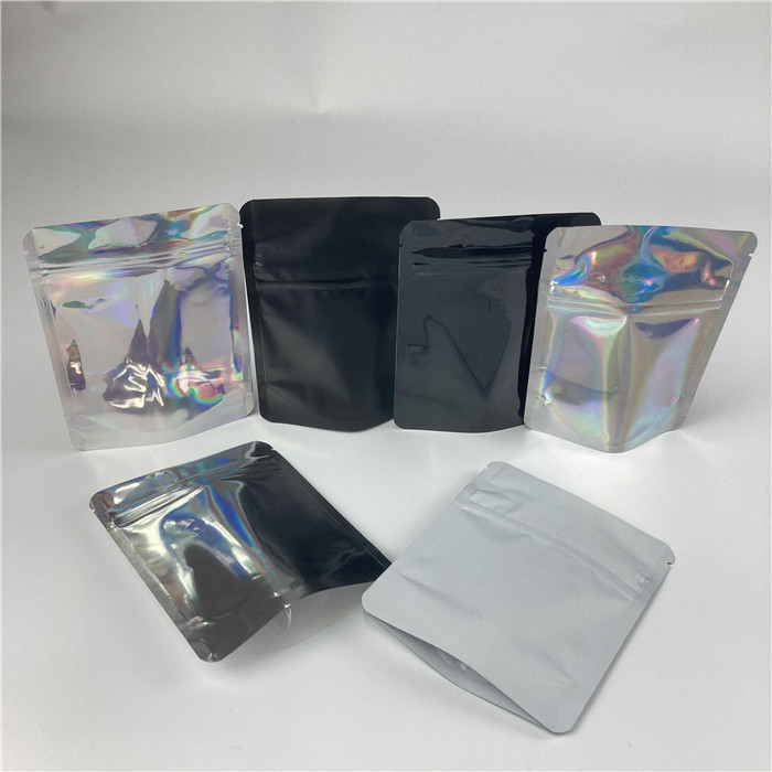 Matte Hologram Stand Up Bag Aluminum Foil See Through Bag For Make Up Tools