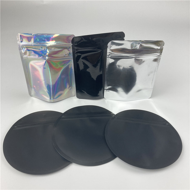 3.5g Zip Lock Foil Shaped Round Mylar Bags Custom Printed Circle Zipper Packaging