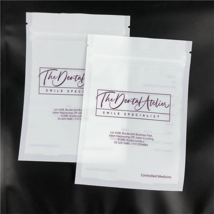 Custom Printed Flat Aligners Mylar Matte Packaging Bags With One Side Clear