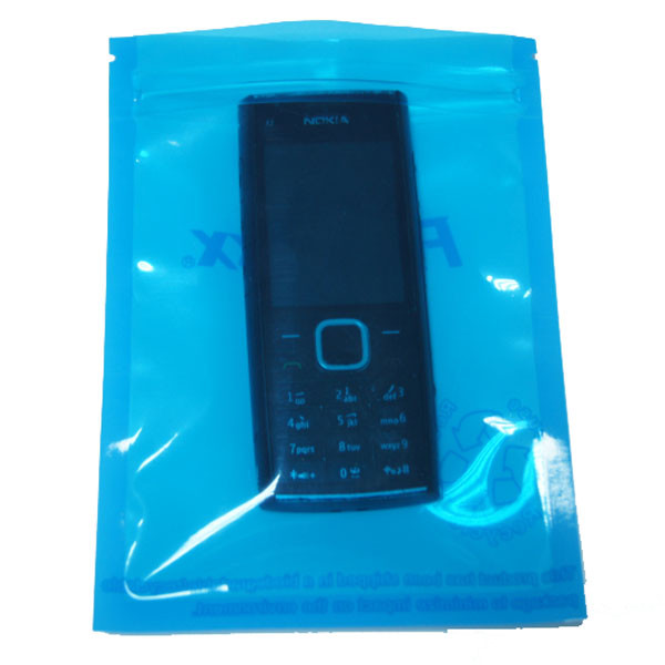 Blue Transparent Three Side Seal Anti Static Bag Zipper for Electronic Products