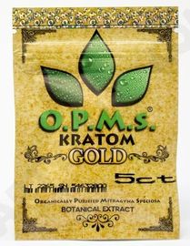 5ct OPMS gold kratom k extract capsules packaging bags / three side seal k bag