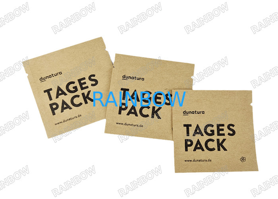 Custom Biodegradable Empty Tea Sachet Three Side Heat Seal Tea Coffee Packaging Bag Kraft Paper Tablet Packaging Bag