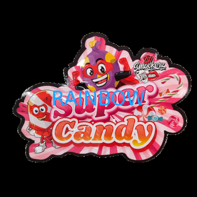  Die Cut 3.5g Plastic Bag Glossy Zipper Mylar For Gummy Herb Candy Packaging Smell Proof Glossy Surface