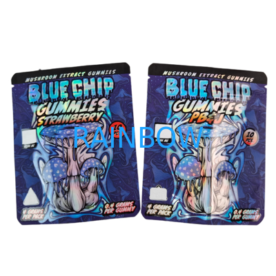 Die Cut Cali 3.5g 7g 14g 28g Mylar Bagsfor Gummies Chewing Gum Holographic Smell Proof Ziplock Bags