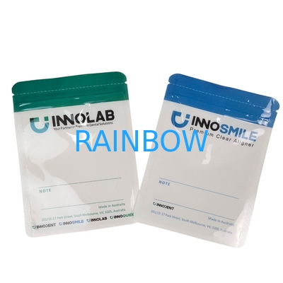 Customizable White Zipper Bag for Dental Teeth Clear Aligners Packaging One Side Clear with Heat Sealing and Logo Alignment
