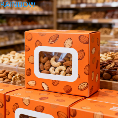 Custom Biodegradable Foldable Snack Display Box With Transparent Windows For Retail Stores