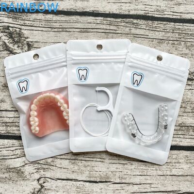 Custom Flat Zip Lock Mylar Bags One Side Transparent Zipper Retainers For False Tooth Clear Aligner Packaging Bag