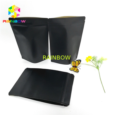 Black Kraft Paper Printing Customized Paper Bags Food Grade Laminated Self Stand Pouch