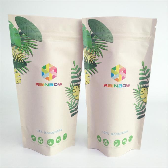 120mic Cornstarch PLA Kraft Paper Pouch Resealable Zipper